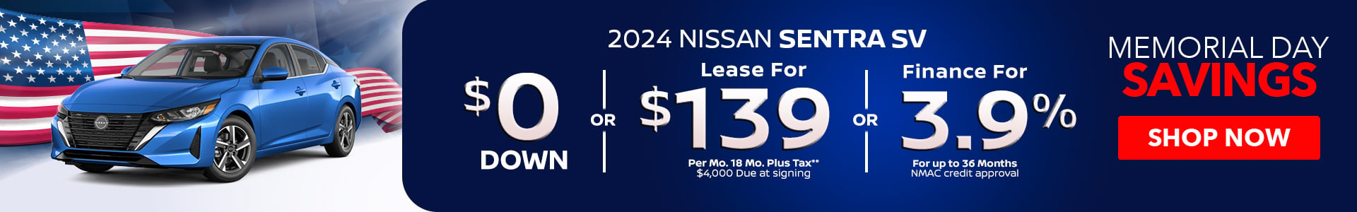 2024 Nissan Sentra - Lease for $139